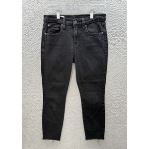 Gap Jeans Womens 4 Petite Black True Skinny Mid Rise Stretch Raw Hem Preppy